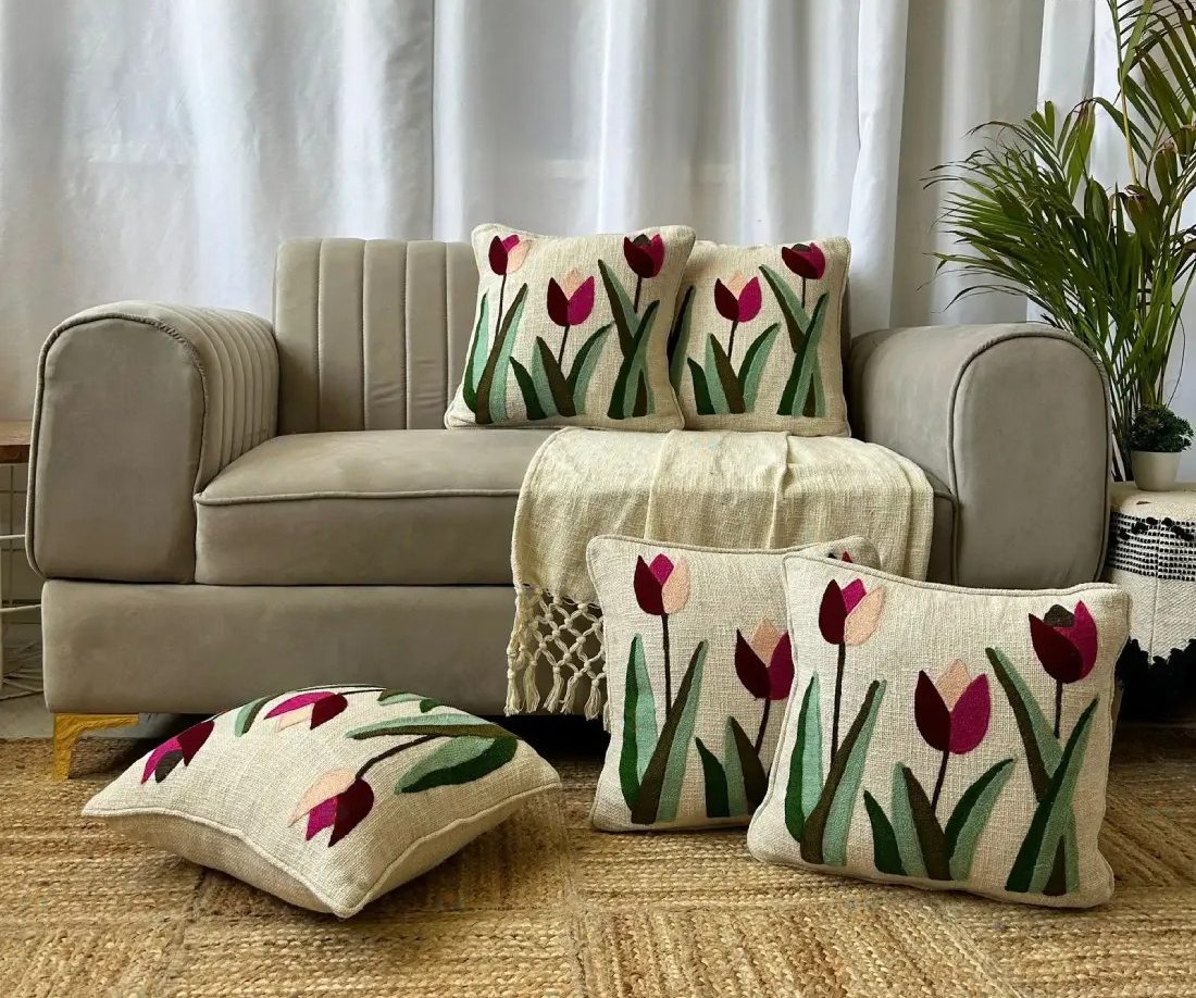 Tulip field theme premium cushion covers